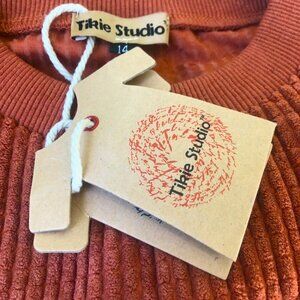TIKIE STUDIO Beautiful Rust Color Corduroy Ruffle Long Sleeve Top GIRL Sz 14 NEW